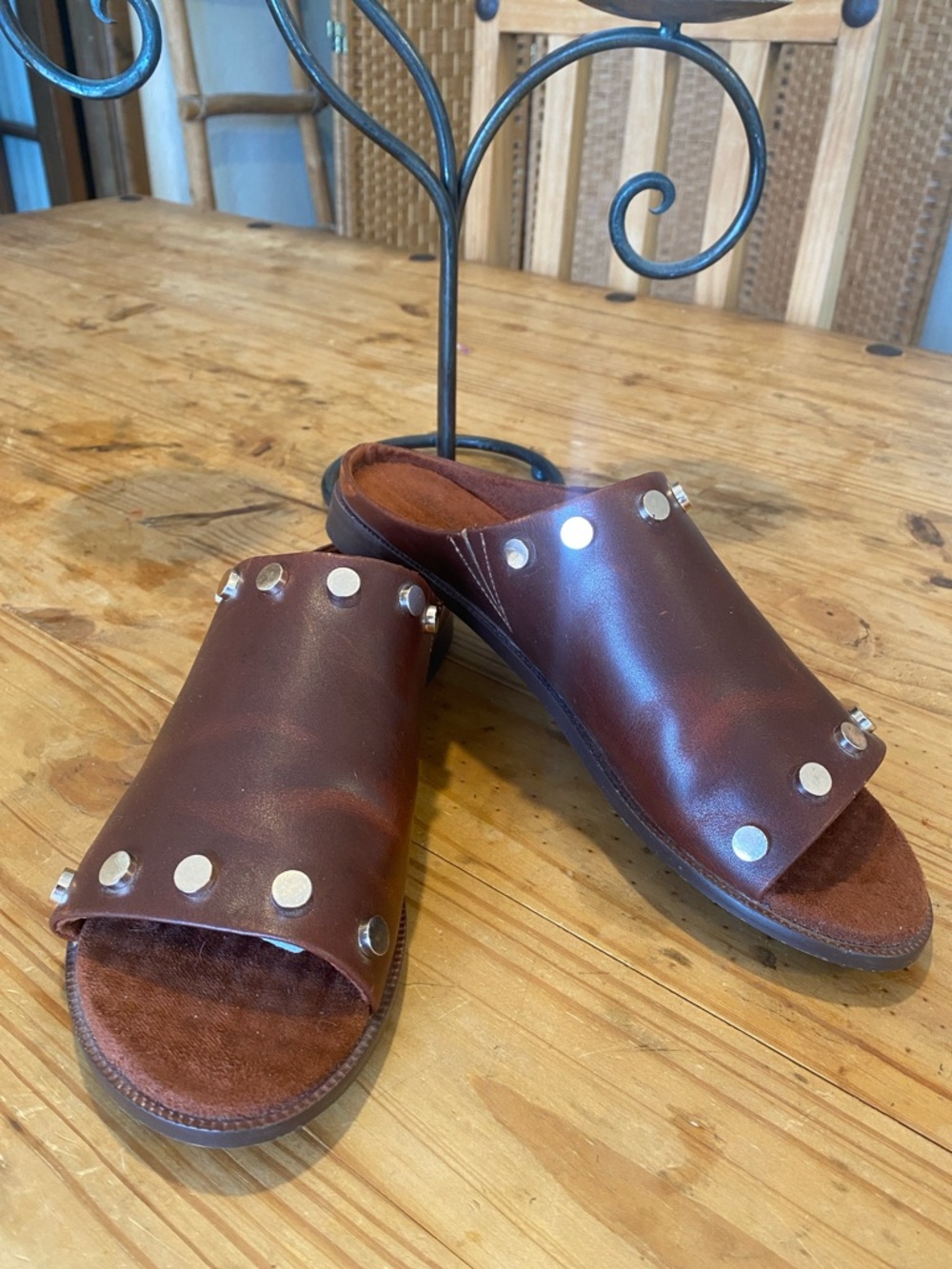 Kelsi Dagger Genuine Leather Gild Studded Mules!